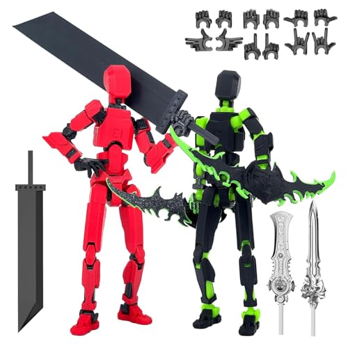 T13 Action Figure, Bereits Montiert, 2 Stück Roboter-Actionfigur, T13 Action Figures 3D-Druck von Beweglichen Figuren mit Mehreren Gelenken (Mit 4 Waffen + 6 Handtypen) von JJianSpiel
