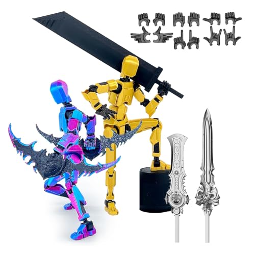 T13 Action Figure, Bereits Montiert, 2 Stück T13 Action Figures 3D-Druck von Beweglichen Figuren mit Mehreren Gelenken, Roboter-Actionfigur (Mit 4 Waffen + 6 Handtypen) von JJianSpiel