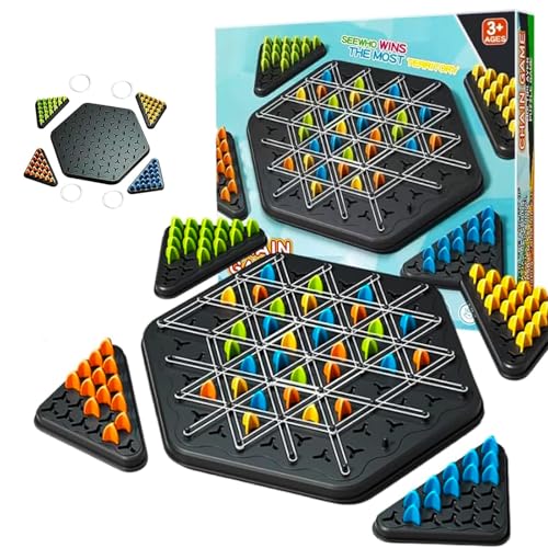 Triggle Spiel, Dreieck Schachspiel, Interaktives Steckspiel, Triggle Spiel Gummibänder, Strategie-Steckbrettspiel für Familienfeiern mit Kindern und Erwachsenen, Brettspiele für 2-4 Spieler von JJianSpiel