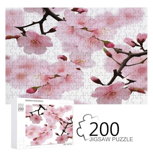 Jigsaw Game for Adults, Cherry Japanese Cherry Blossom Printed Wooden Puzzles, 200 Piece Puzzles are Suitable for Puzzle Enthusiasts and Can Be Placed at Home, Office, Or Other Places von JKLPOMN