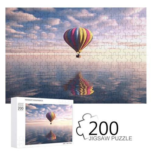 Jigsaw Game for Adults, Hot Air Balloon Over The Sea Printed Wooden Puzzles, 200 Piece Puzzles are Suitable for Puzzle Enthusiasts and Can Be Placed At Home, Office, Or Other Places von JKLPOMN