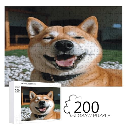 Jigsaw Game for Adults, Shiba Inu Smile Tongue Out Printed Wooden Puzzles, 200 Piece Puzzles are Suitable for Puzzle Enthusiasts and Can Be Placed at Home, Office, Or Other Places von JKLPOMN