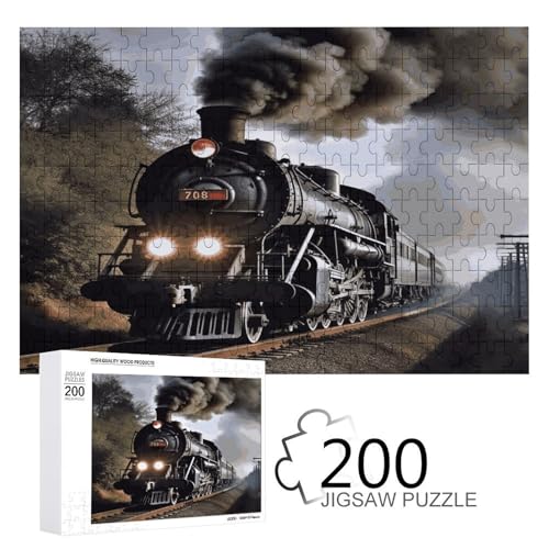 Jigsaw Game for Adults, Steam Train Printed Wooden Puzzles, 200 Piece Puzzles are Suitable for Puzzle Enthusiasts and Can Be Placed at Home, Office, Or Other Places von JKLPOMN