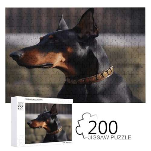 Puzzle-Spiel für Erwachsene, Dobermann bedruckte Holzpuzzles, 200 Teile Puzzles sind geeignet für Puzzle-Enthusiasten und können zu Hause, im Büro oder an anderen Orten platziert werden von JKLPOMN