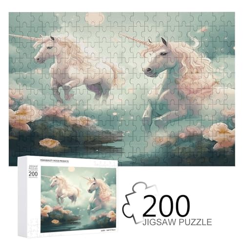 Puzzle-Spiel für Erwachsene, Einhörner bedruckte Holzpuzzles, 200-teilige Puzzles sind geeignet für Puzzle-Enthusiasten und können zu Hause, im Büro oder an anderen Orten platziert werden von JKLPOMN