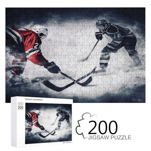 Puzzle-Spiel für Erwachsene, Eishockey-Kunstdruck Holzpuzzles, 200 Teile Puzzles sind geeignet für Puzzle-Enthusiasten und können zu Hause, im Büro oder an anderen Orten platziert werden von JKLPOMN