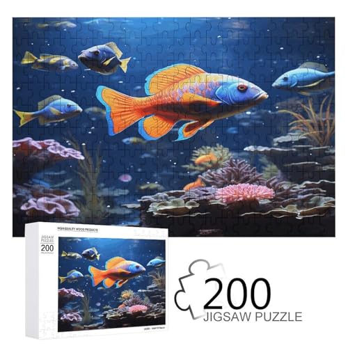 Puzzle-Spiel für Erwachsene, Fische bedruckte Holzpuzzles, 200-teilige Puzzles sind geeignet für Puzzle-Enthusiasten und können zu Hause, im Büro oder an anderen Orten platziert werden von JKLPOMN