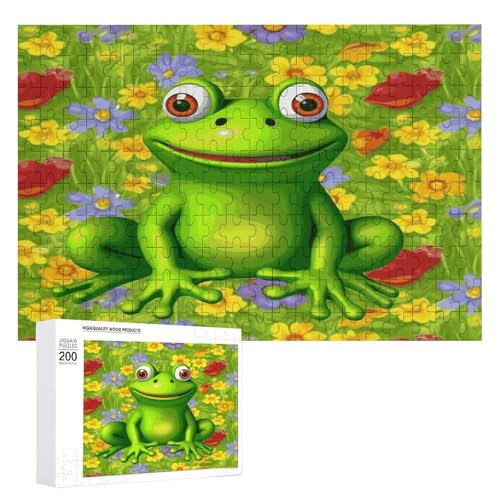 Puzzle-Spiel für Erwachsene, Frosch bedruckte Holzpuzzles, 200 Teile Puzzles sind geeignet für Puzzle-Enthusiasten und können zu Hause, im Büro oder an anderen Orten platziert werden von JKLPOMN