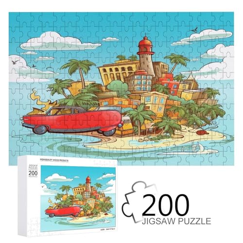 Puzzle-Spiel für Erwachsene, Insel Kuba, bedruckte Holzpuzzles, 200 Teile Puzzles sind geeignet für Puzzle-Enthusiasten und können zu Hause, im Büro oder an anderen Orten platziert werden von JKLPOMN