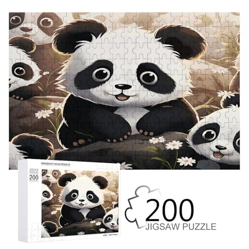 Puzzle-Spiel für Erwachsene, Panda-Tier-bedruckte Holzpuzzles, 200-teilige Puzzles eignen sich für Puzzle-Enthusiasten und können zu Hause, im Büro oder an anderen Orten platziert werden von JKLPOMN