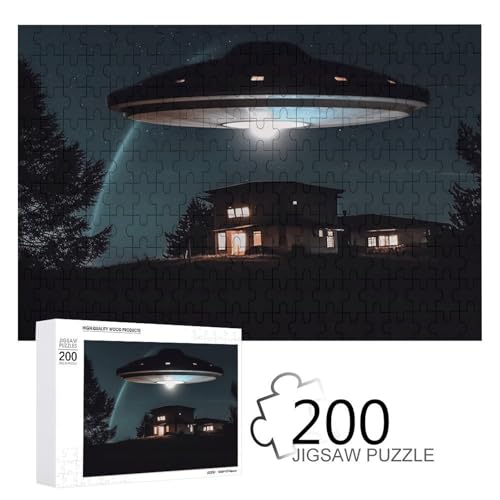 Puzzle-Spiel für Erwachsene, Raumschiff bei Nacht bedruckte Holzpuzzles, 200-teilige Puzzles sind geeignet für Puzzle-Enthusiasten und können zu Hause, im Büro oder an anderen Orten platziert werden von JKLPOMN