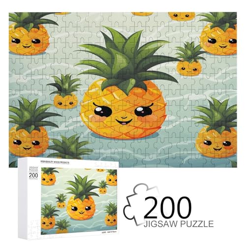 Puzzle-Spiel für Erwachsene, niedliche Ananas bedruckte Holzpuzzles, 200-teilige Puzzles sind geeignet für Puzzle-Enthusiasten und können zu Hause, im Büro oder an anderen Orten platziert werden von JKLPOMN