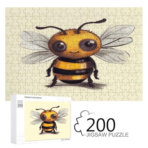 Puzzle-Spiel für Erwachsene, niedliche Bienen-bedruckte Holzpuzzles, 200-teilige Puzzles sind geeignet für Puzzle-Enthusiasten und können zu Hause, im Büro oder an anderen Orten platziert werden von JKLPOMN