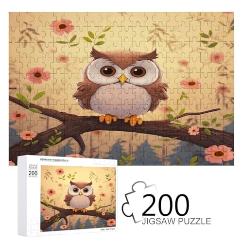 Puzzle-Spiel für Erwachsene, niedliche Eule bedruckte Holzpuzzles, 200-teilige Puzzles sind geeignet für Puzzle-Enthusiasten und können zu Hause, im Büro oder an anderen Orten platziert werden von JKLPOMN