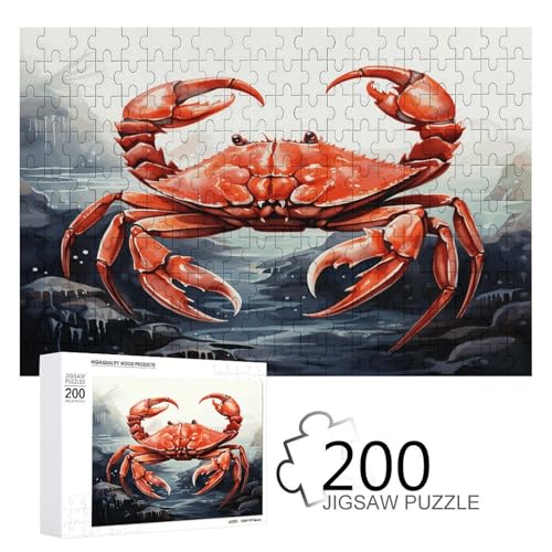 Puzzle-Spiel für Erwachsene, rote Krabbe Meer bedruckte Holzpuzzles, 200 Teile Puzzles sind geeignet für Puzzle-Enthusiasten und können zu Hause, im Büro oder an anderen Orten platziert werden von JKLPOMN