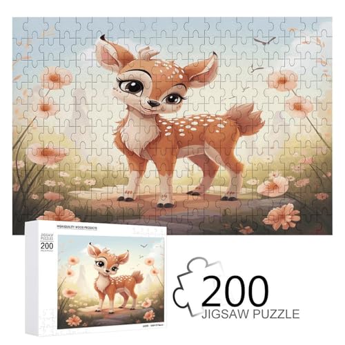 Puzzle-Spiel für Erwachsene, schöne Hirsch-bedruckte Holzpuzzles, 200-teilige Puzzles sind geeignet für Puzzle-Enthusiasten und können zu Hause, im Büro oder an anderen Orten platziert werden von JKLPOMN