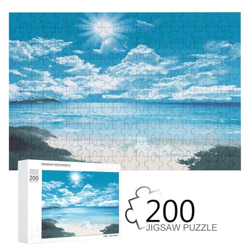 Puzzle-Spiel für Erwachsene, tropische Meereslandschaft bedruckte Holzpuzzles, 200-teilige Puzzles sind geeignet für Puzzle-Enthusiasten und können zu Hause, im Büro oder an anderen Orten platziert von JKLPOMN