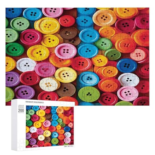 Puzzle für Erwachsene, bunte Knöpfe bedruckte Holzpuzzles, 200-teilige Puzzles sind geeignet für Puzzle-Enthusiasten und können zu Hause, im Büro oder an anderen Orten platziert werden von JKLPOMN