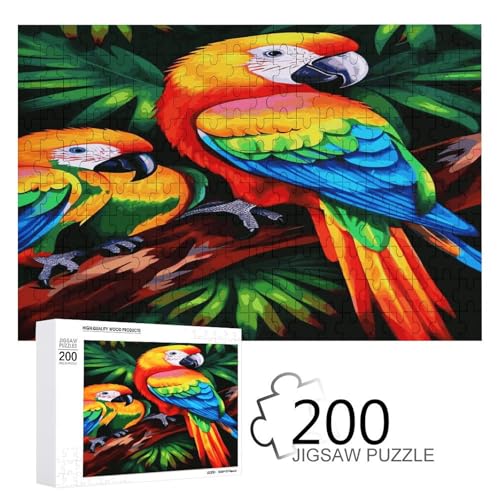 Puzzle für Erwachsene, farbige Papageien-bedruckte Holzpuzzles, 200-teilige Puzzles sind geeignet für Puzzle-Enthusiasten und können zu Hause, im Büro oder an anderen Orten platziert werden von JKLPOMN