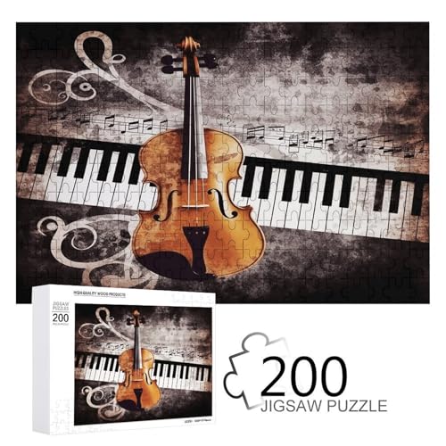 Puzzlespiel für Erwachsene, Klavier-Violin-Musiknoten bedruckte Holzpuzzles, 200-teilige Puzzles eignen sich für Puzzle-Enthusiasten und können zu Hause, im Büro oder an anderen Orten platziert werden von JKLPOMN