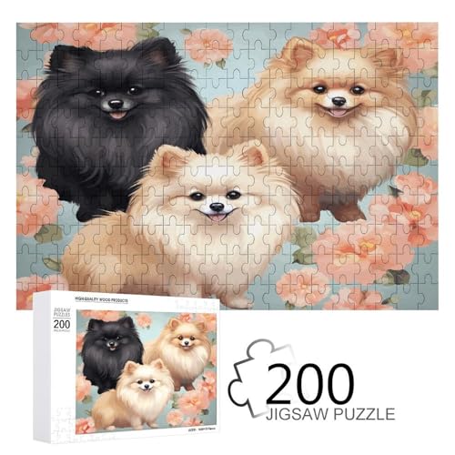 Puzzlespiel für Erwachsene, Pomeranians Pattern Printed Wooden Puzzles, 200 Piece Puzzles are Suitable for Puzzle Enthusiasts and Can Be Placed at Home, Office, Or Other Places von JKLPOMN