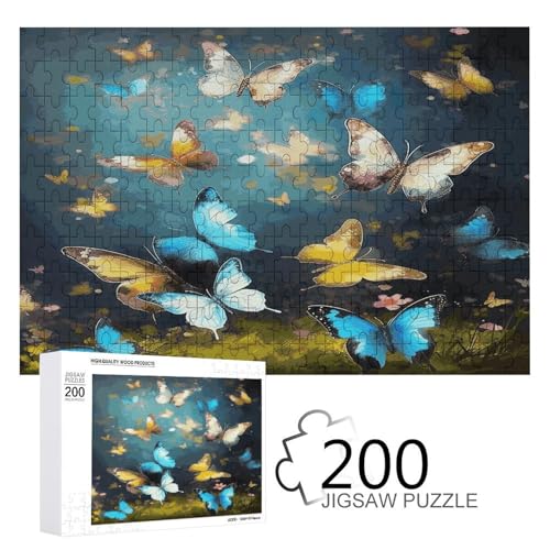 Puzzlespiel für Erwachsene, Schmetterlinge bedruckte Holzpuzzles, 200 Teile Puzzles sind geeignet für Puzzle-Enthusiasten und können zu Hause, im Büro oder an anderen Orten platziert werden von JKLPOMN