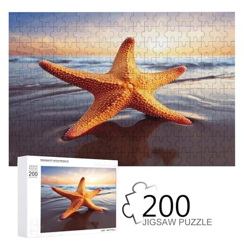 Puzzlespiel für Erwachsene, Seestern bedruckte Holzpuzzles, 200 Teile Puzzles sind geeignet für Puzzle-Enthusiasten und können zu Hause, im Büro oder an anderen Orten platziert werden von JKLPOMN