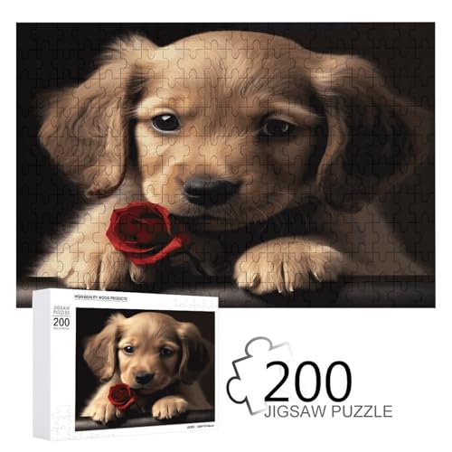 Puzzlespiel für Erwachsene, niedliche Haustier-Hunde-bedruckte Holzpuzzles, 200-teilige Puzzles sind geeignet für Puzzle-Enthusiasten und können zu Hause, im Büro oder an anderen Orten platziert von JKLPOMN