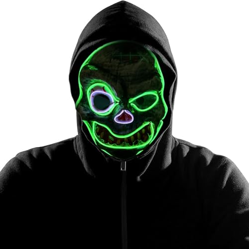 JKOKPMG Halloween Maske,Led Halloween Maske Skeleton Mask Leuchtmaske Halloweenmaske Mit 3 Blitzmodi für Erwachsene Mask Party Halloween Karneval Cosplays Fasching Kostüme LED Maske Horror Dekoration von JKOKPMG