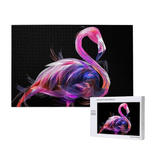 Abstraktes Flamingo gedrucktes Holzblock-Puzzle - 1000 Teile (verpackt) Puzzle Lernspiel - Heimdekoration Puzzle von JKSEEPYN