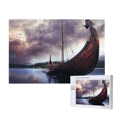 Ancient Times Boat Printed Woodblock Puzzle -1000 Pieces (Boxed) Puzzle Education Game - Home Decoration Puzzle von JKSEEPYN