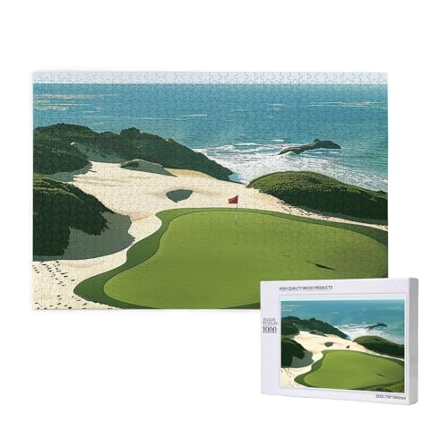 Beach Golf Course Printed Woodblock Puzzle -1000 Pieces (Boxed) Puzzle Education Game - Home Decoration Puzzle von JKSEEPYN