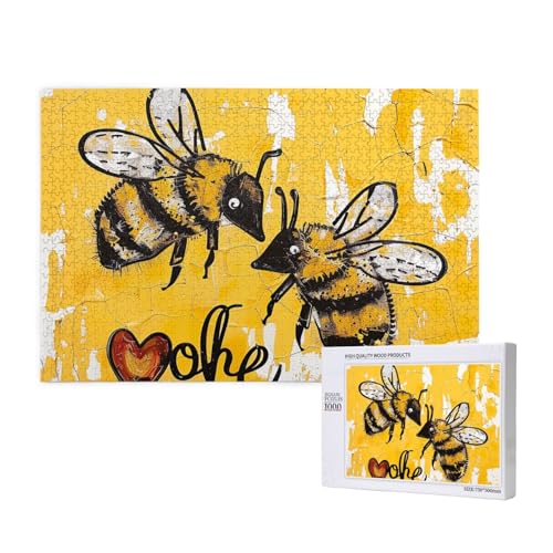 Bee Love Honey Printed Woodblock Puzzle - 1000 Pieces (Boxed) Puzzle Education Game - Home Decoration Puzzle von JKSEEPYN