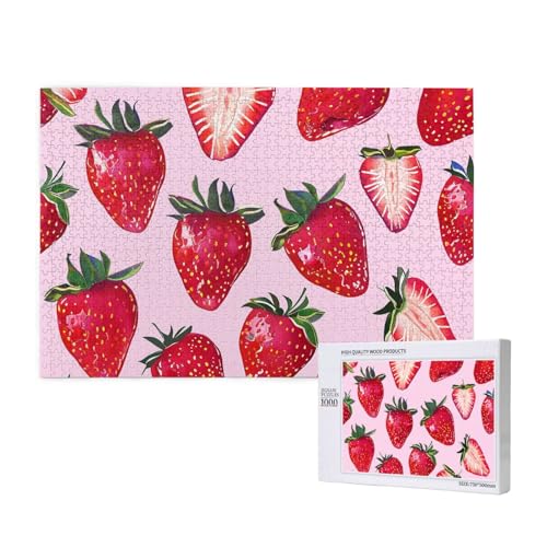 Bright Strawberries Printed Woodblock Puzzle - 1000 Pieces (Boxed) Puzzle Education Game - Home Decoration Puzzle von JKSEEPYN