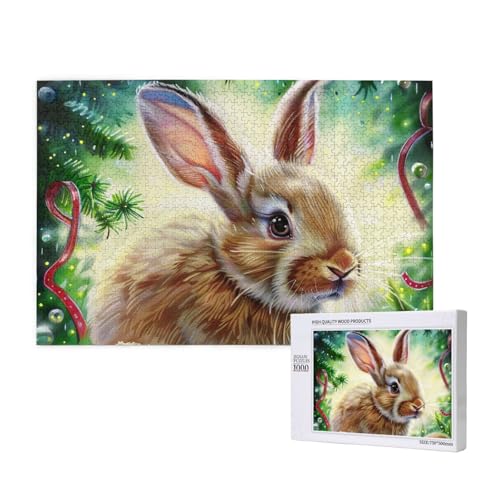 Bunny Rabbit Printed Woodblock Puzzle -1000 Pieces (Boxed) Puzzle Education Game - Home Decoration Puzzle von JKSEEPYN