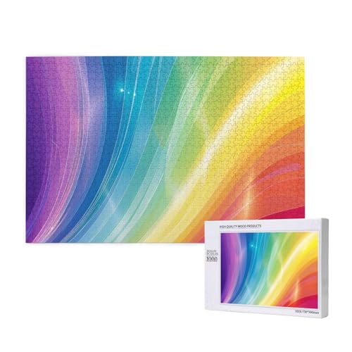 Bunte Streifen Regenbogen gedruckt Holzblock Puzzle - 1000 Teile (verpackt) Puzzle Lernspiel - Heimdekoration Puzzle von JKSEEPYN