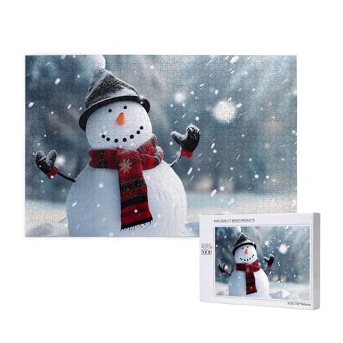 Christmas Happy Snowman Printed Woodblock Puzzle - 1000 Pieces (Boxed) Puzzle Education Game - Home Decoration Puzzle von JKSEEPYN