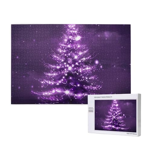 Christmas Purple Tree Printed Woodblock Puzzle -1000 Pieces (Boxed) Puzzle Education Game - Home Decoration Puzzle von JKSEEPYN