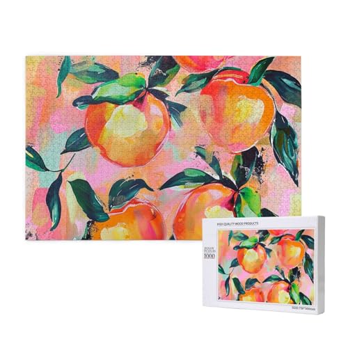 Colorful_Peach Printed Woodblock Puzzle -1000 Pieces (Boxed) Puzzle Education Game - Home Decoration Puzzle von JKSEEPYN