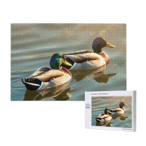 Duck Swimming Printed Woodblock Puzzle -1000 Pieces (Boxed) Puzzle Education Game - Home Decoration Puzzle von JKSEEPYN