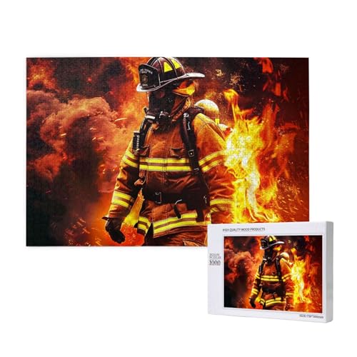 Feuerwehrmann Feuerwehrmann Flamme gedruckt Holzblock Puzzle -1000 Teile (Boxed) Puzzle Bildung Spiel - Heimdekoration Puzzle von JKSEEPYN