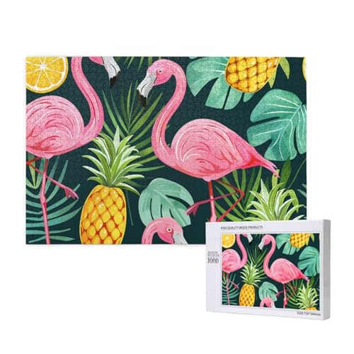 Flamingo gedrucktes Holzblock-Puzzle - 1000 Teile (verpackt) Puzzle Lernspiel - Heimdekoration Puzzle von JKSEEPYN