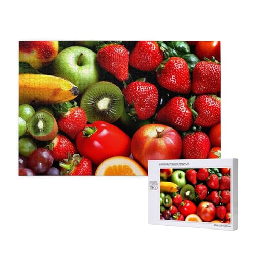 Fresh Fruits And Vegetables Printed Woodblock Puzzle -1000 Pieces (Boxed) Puzzle Education Game - Home Decoration Puzzle von JKSEEPYN