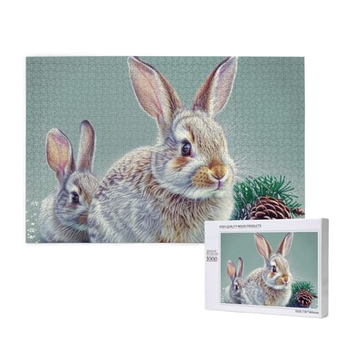 Funny Bunny Rabbit Printed Woodblock Puzzle -1000 Pieces (Boxed) Puzzle Education Game - Home Decoration Puzzle von JKSEEPYN