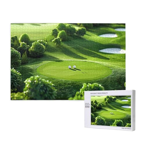 Golfplatz gedrucktes Holzblock-Puzzle - 1000 Teile (verpackt) Puzzle Lernspiel - Heimdekoration Puzzle von JKSEEPYN