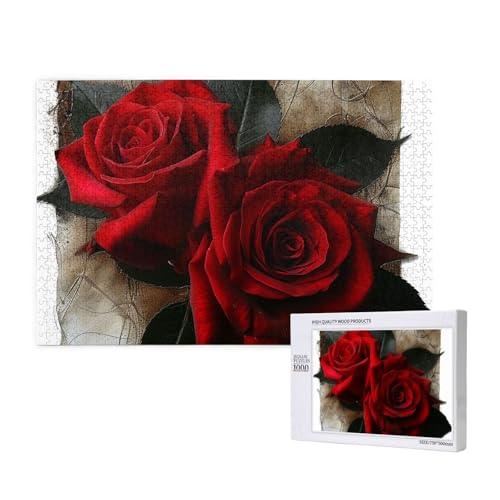 Gothic Rose 1 gedrucktes Holzblock-Puzzle - 1000 Teile (Boxed) Puzzle Lernspiel - Heimdekoration Puzzle von JKSEEPYN