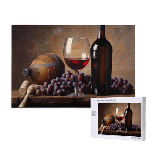 Grape Wine Printed Woodblock Puzzle -1000 Pieces (Boxed) Puzzle Education Game - Home Decoration Puzzle von JKSEEPYN