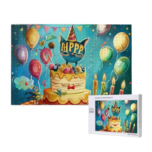 Happy Birthday Printed Woodblock Puzzle - 1000 Pieces (Boxed) Puzzle Education Game - Home Decoration Puzzle von JKSEEPYN