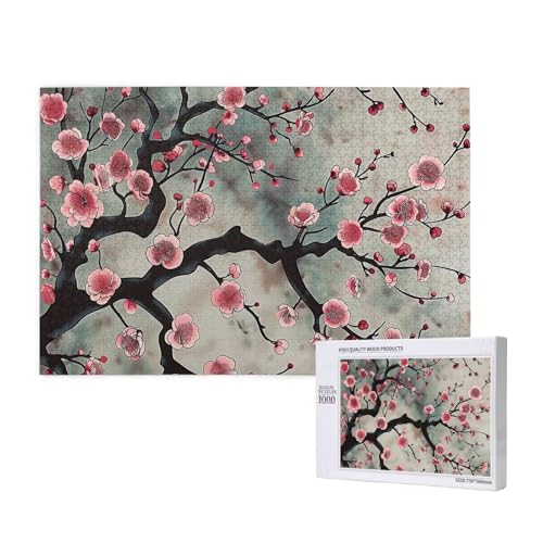 Japanisches Frühlings-Pflaumenblumen-1 gedrucktes Holzblock-Puzzle-1000 Teile (Boxed) Puzzle Lernspiel - Heimdekoration Puzzle von JKSEEPYN