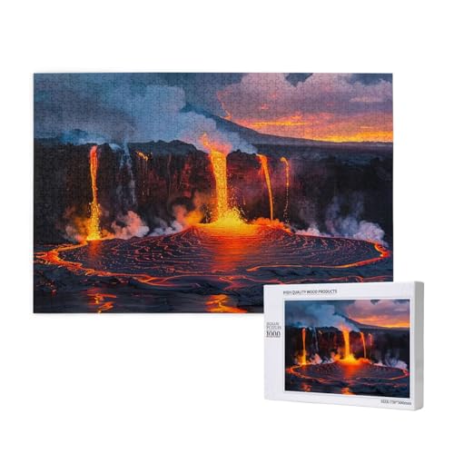 Kilauea Vulkan gedrucktes Holzblock-Puzzle - 1000 Teile (Boxed) Puzzle Lernspiel - Heimdekoration Puzzle von JKSEEPYN